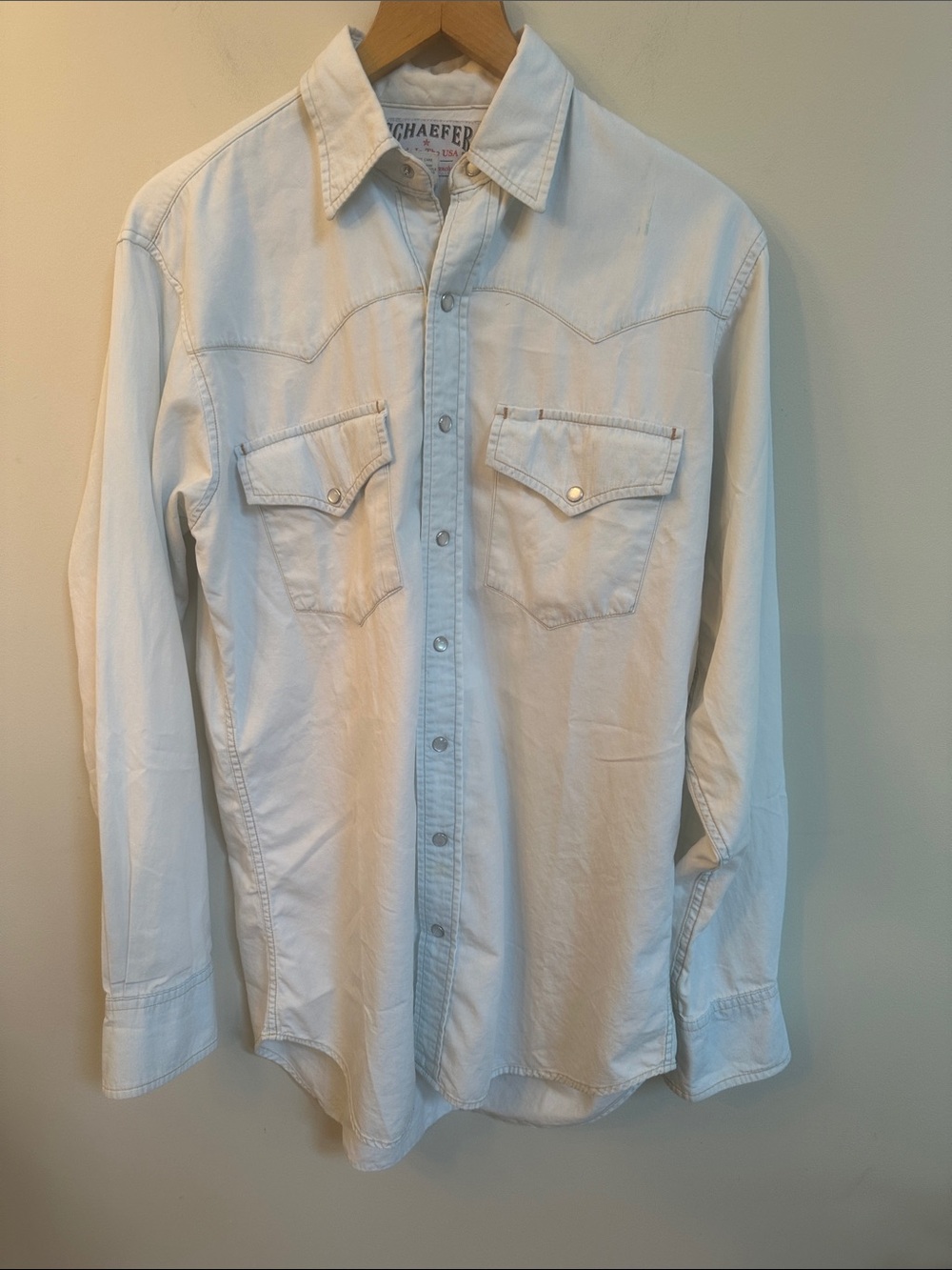 Vintage Schaefer Outfitter Western Denim Pearl Snap Shirt — Made in USA